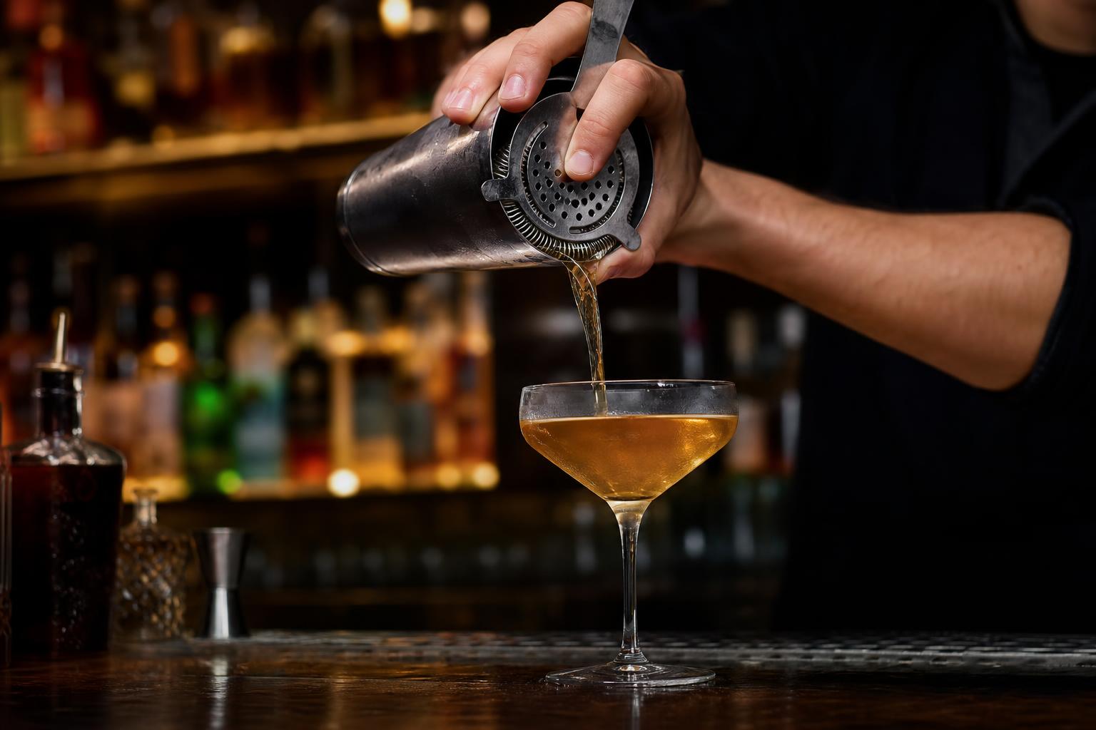 Bartender pouring a signature cocktail